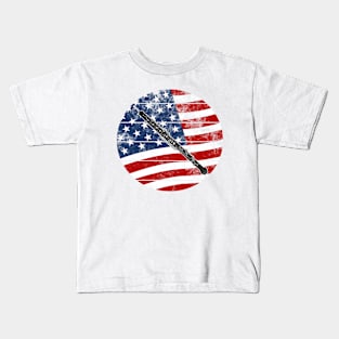 Oboe USA Flag Oboist Woodwind Musician 4th July Kids T-Shirt